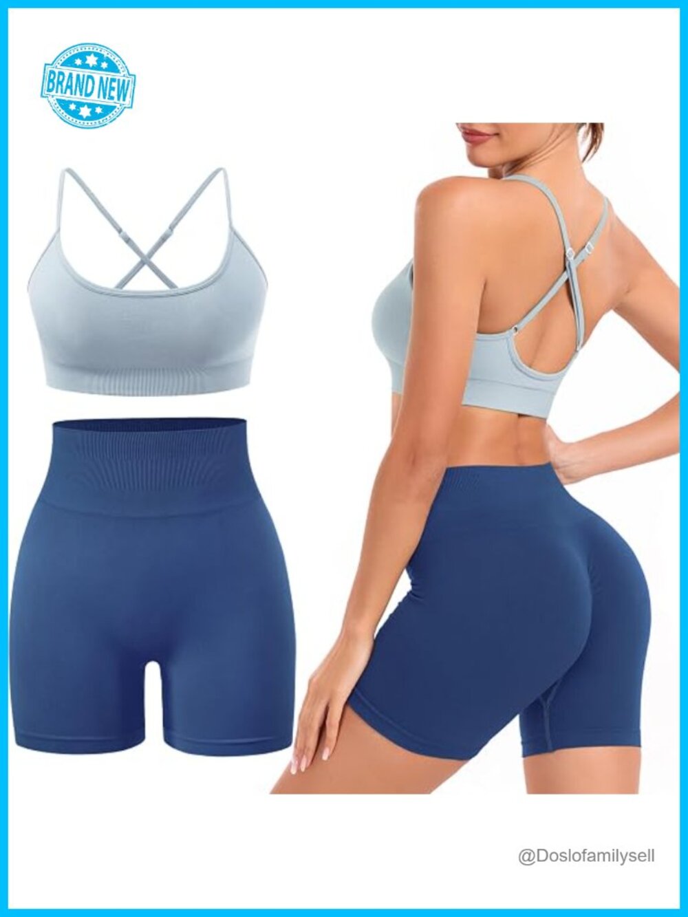 Buttery Soft 2 Piece Workout Set High Waist Booty Shorts & Sports Bra Yoga Gym